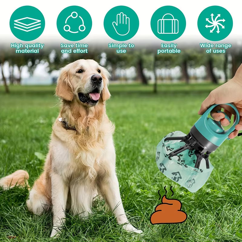 Portable Dog Pooper Scooper — Handheld, No-Touch, Built-In Bag