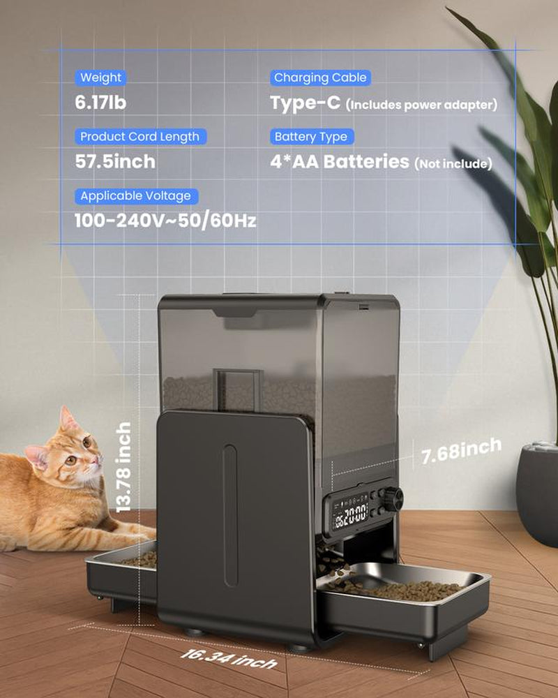 Smart Dual Cat Feeder with Voice Call — 5L Automatic Dispenser