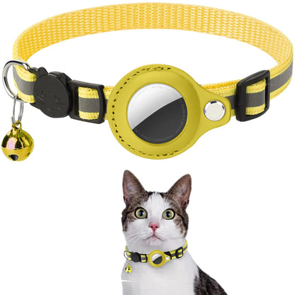Cat Collar with AirTag Holder — Breakaway, Reflective, Waterproof
