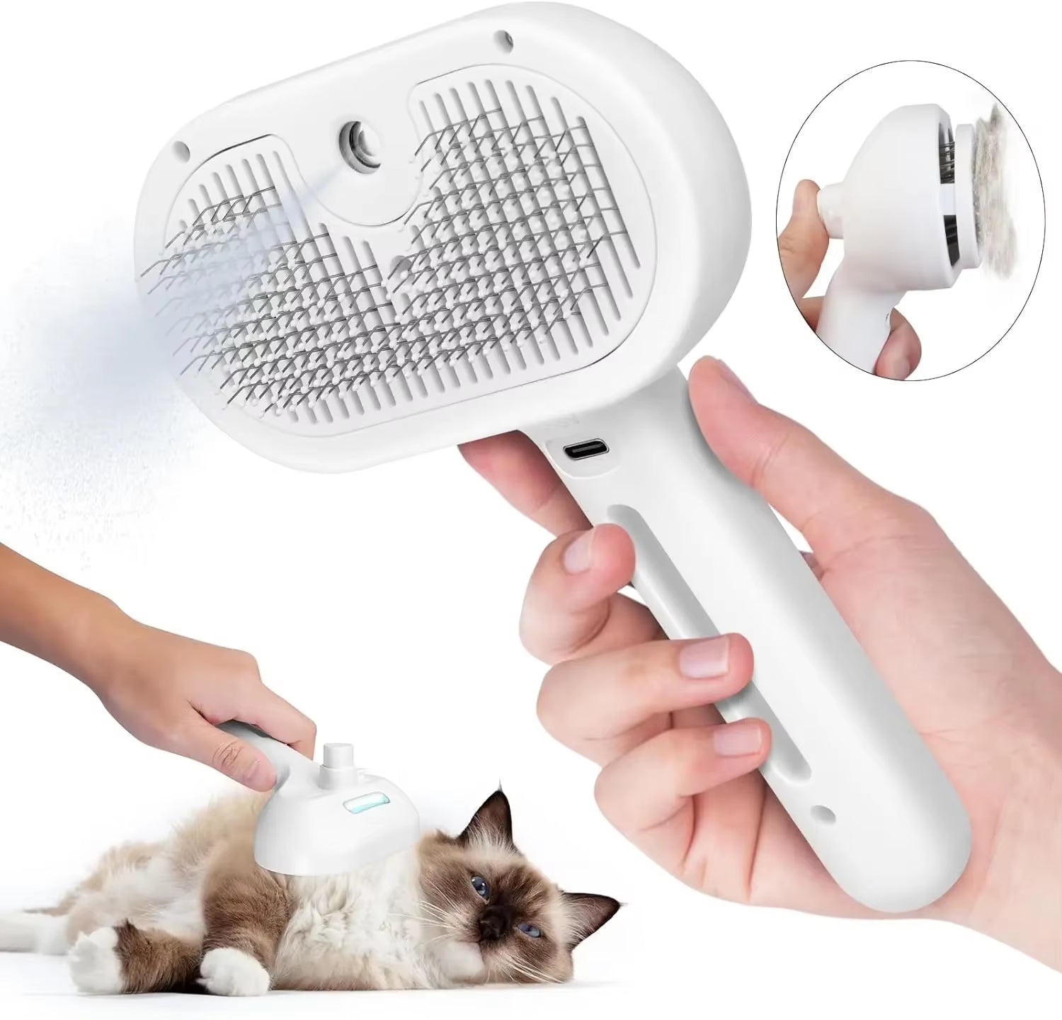 3-in-1 Steam Pet Grooming Brush — Deshedding & Massage
