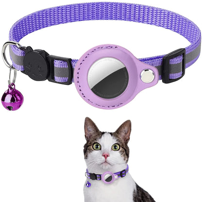 Cat Collar with AirTag Holder — Breakaway, Reflective, Waterproof