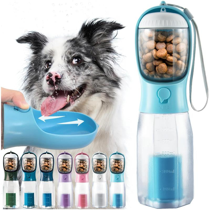 3-in-1 Dog Travel Water Bottle — Bowl, Treat Container & Bag Dispenser