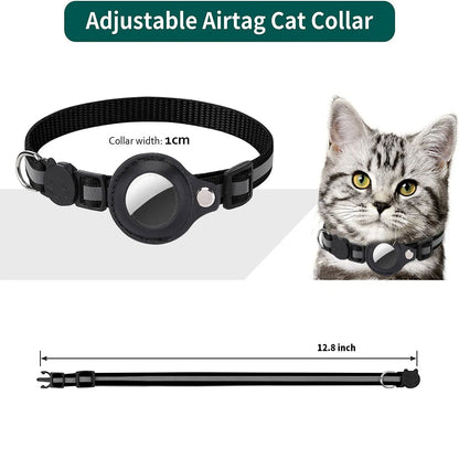 Cat Collar with AirTag Holder — Breakaway, Reflective, Waterproof
