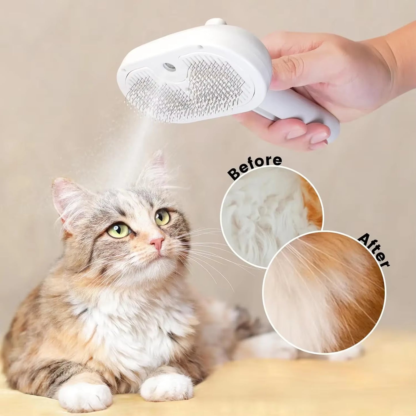 3-in-1 Steam Pet Grooming Brush — Deshedding & Massage