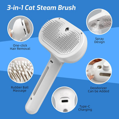 Steam Grooming Brush for Cats & Dogs — Rechargeable