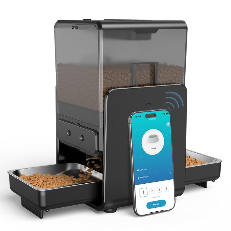 Smart Dual Cat Feeder with Voice Call — 5L Automatic Dispenser