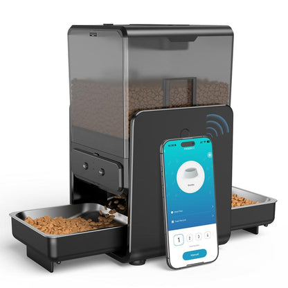 Smart Dual Cat Feeder with Voice Call — 5L Automatic Dispenser