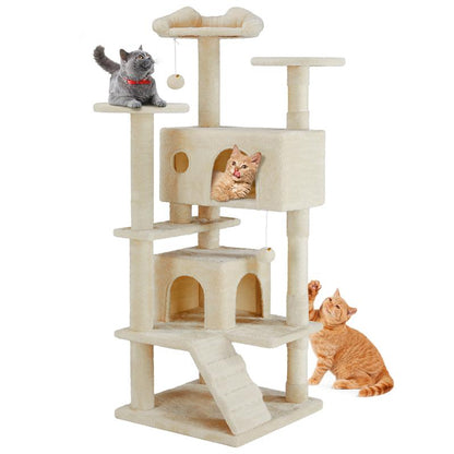 54-Inch Cat Tree for Indoor Cats — Multi-Level Condo with Sisal Scratch Posts