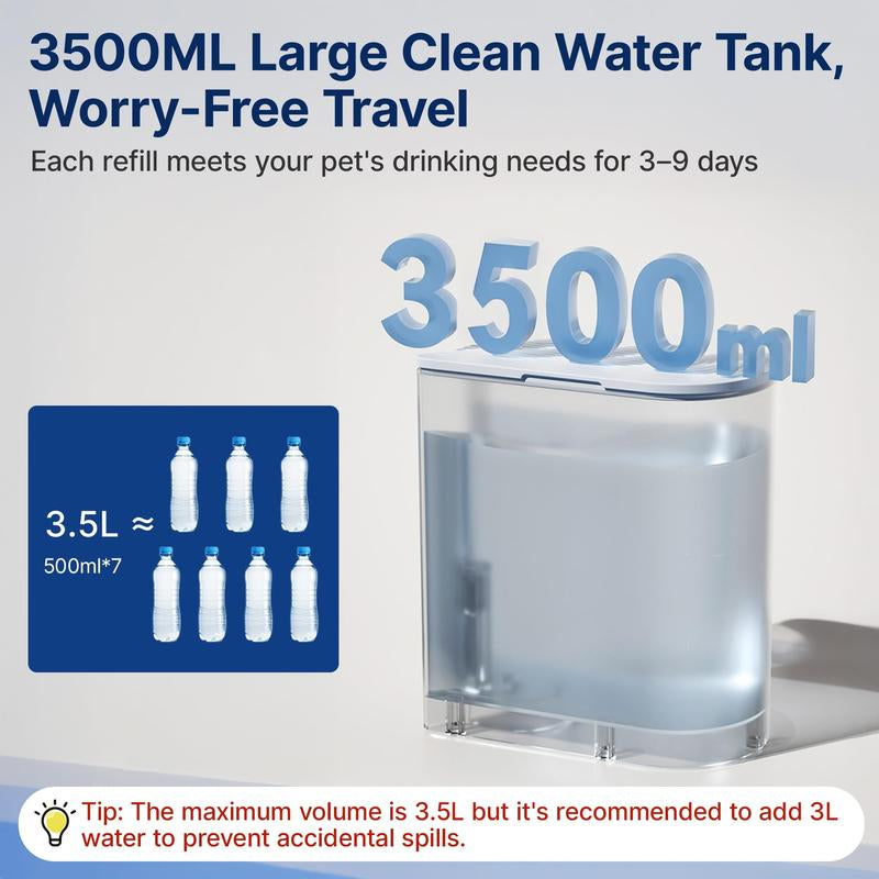 Smart Wireless Pet Water Fountain 3.5L — Rechargeable, No Filter, Fresh Water