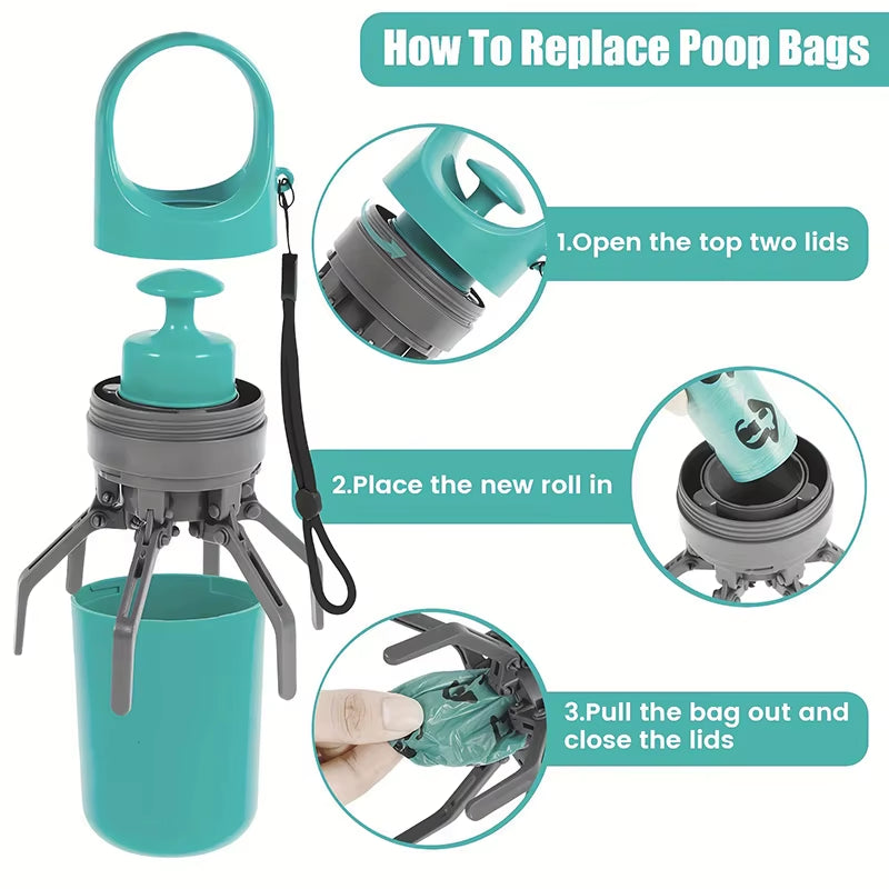 Portable Dog Pooper Scooper — Handheld, No-Touch, Built-In Bag