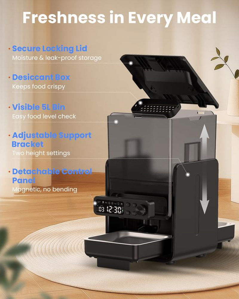 Smart Dual Cat Feeder with Voice Call — 5L Automatic Dispenser