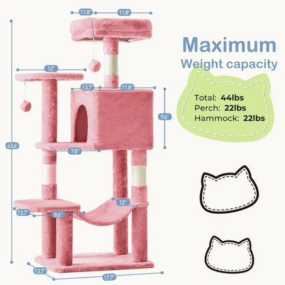 54-Inch Cat Tree for Indoor Cats — Multi-Level Condo with Sisal Scratch Posts