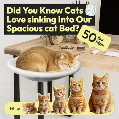 Rotating Cat Desk Hammock Bed — Clamp-On Table Bed for Indoor Cats