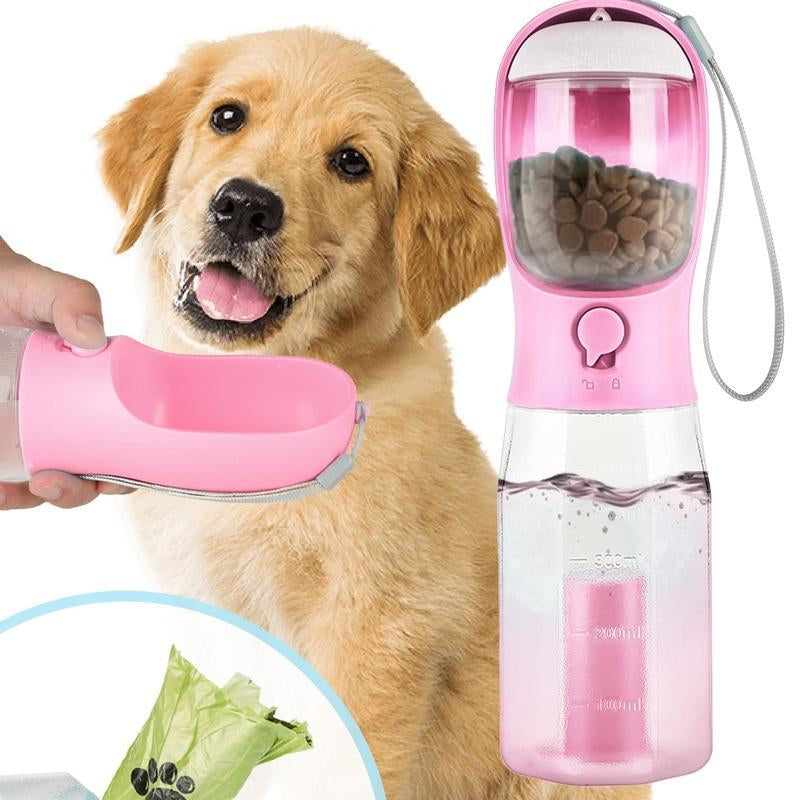 3-in-1 Dog Travel Water Bottle — Bowl, Treat Container & Bag Dispenser