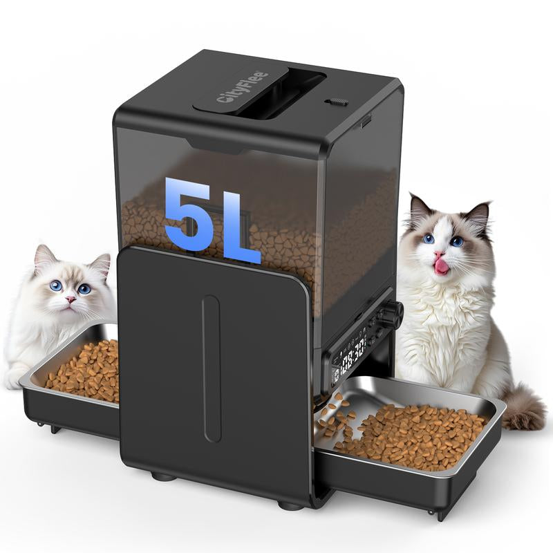 Smart Dual Cat Feeder with Voice Call — 5L Automatic Dispenser